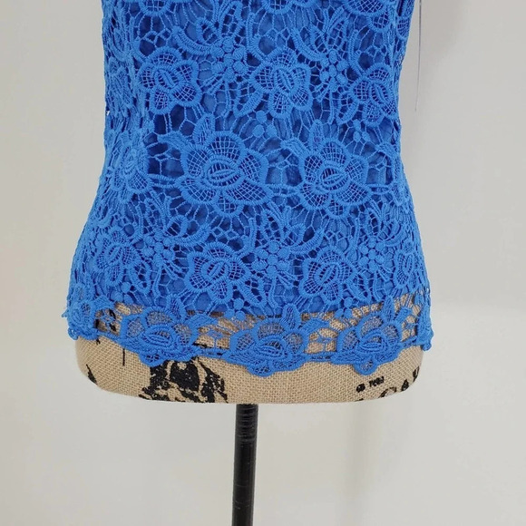 NANETTE LEPORE Women's Venetian Blue Lace Cutout Shell Size Small Blue New - Picture 10 of 14